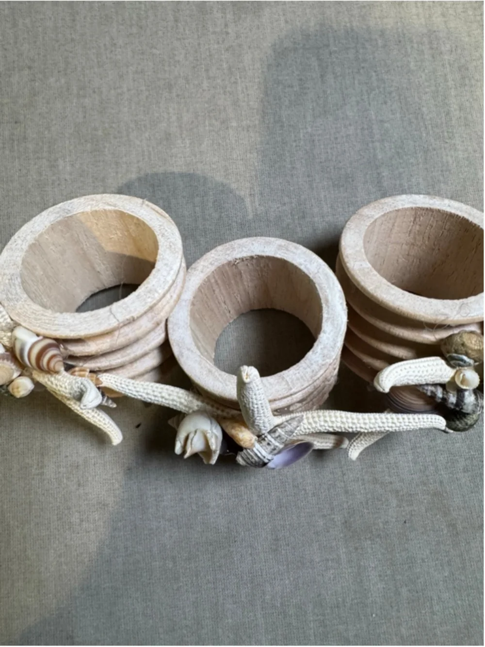 Unbranded Nautical Beach Seashell Starfish Napkin Rings Set of 3